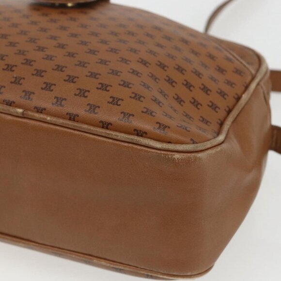 Authentic CELINE Macadam Canvas Shoulder Bag PVC Brown Gold - Picture 2 of 16